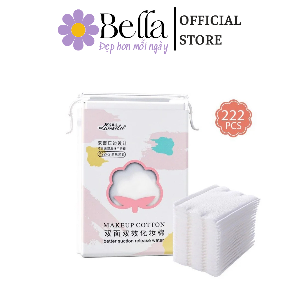 Bông Tẩy Trang Lameila 3 Lớp [Túi 222 Miếng] chất bông mềm, mịn - Bella