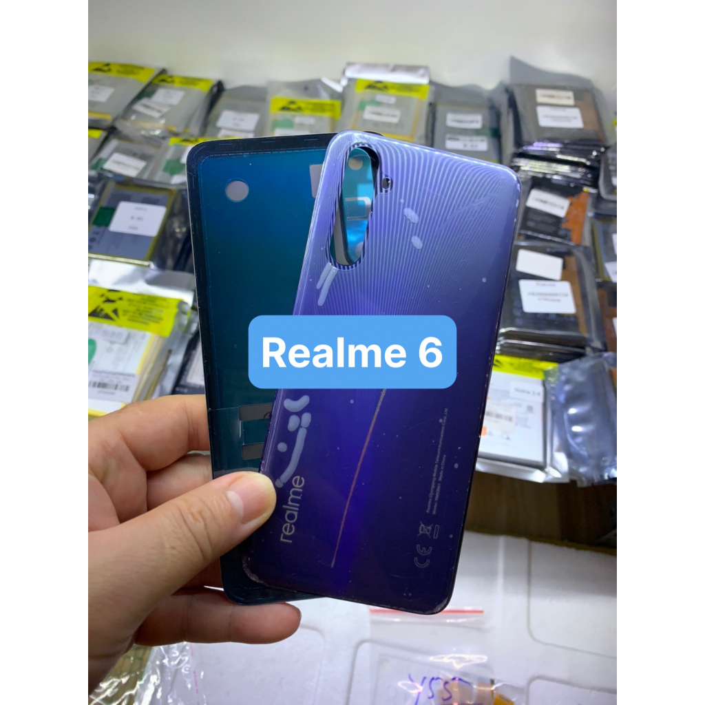 Bộ xương vỏ, lưng realme 6 - gồm lưng , sườn , xương máy, phím bấm và cụm kính camera