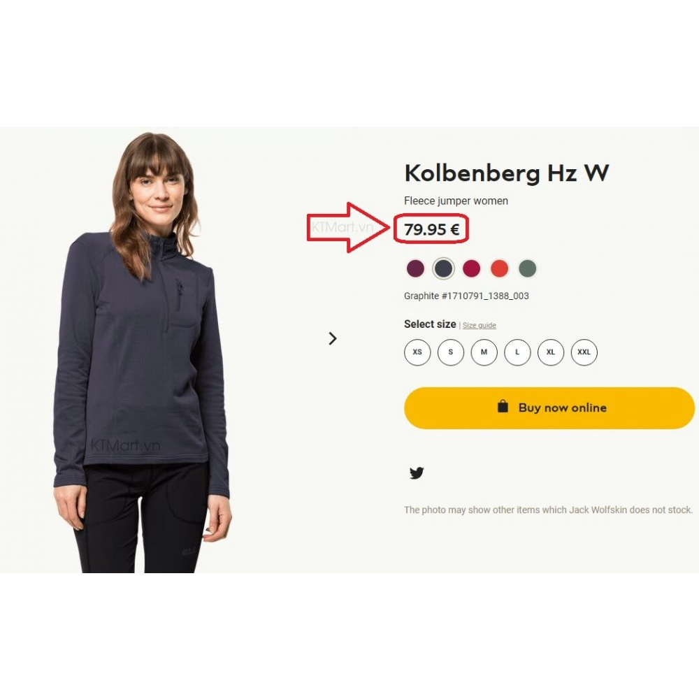 Áo nỉ siêu siêu Ấm, siêu nhẹ Jack Wolfskin Kolbenberg Hz W 1710791 size L