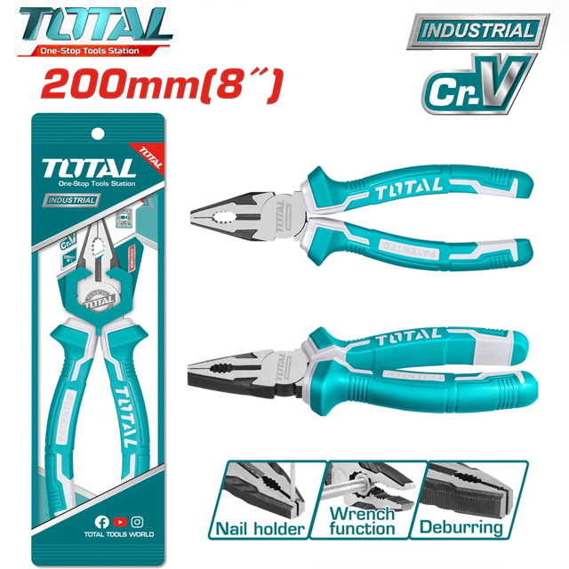 Kềm răng , kềm điện 6'' 7'' 8'' inch chất liệu thép Cr-V , đen bóng Total THT210606 THT210706 THT210806