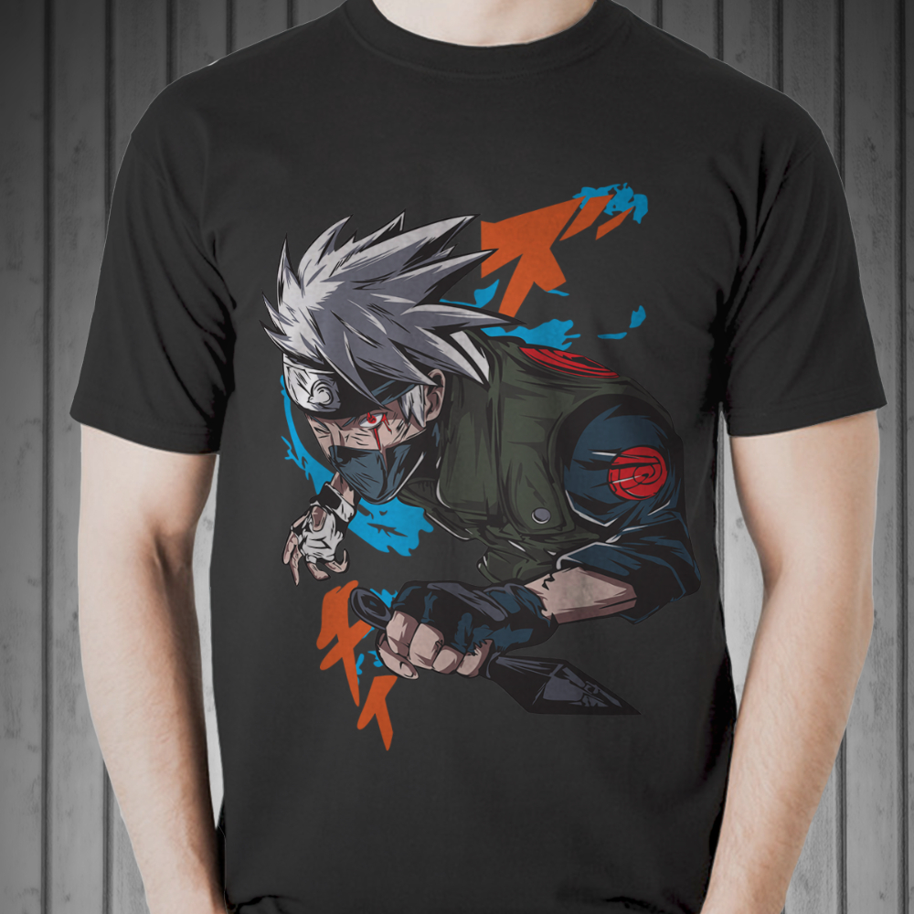 Áo thun Naruto in hình nhân vật Kakashi, áophông anime cotton co giãn 4 chiều, hình in bền chắc KS1