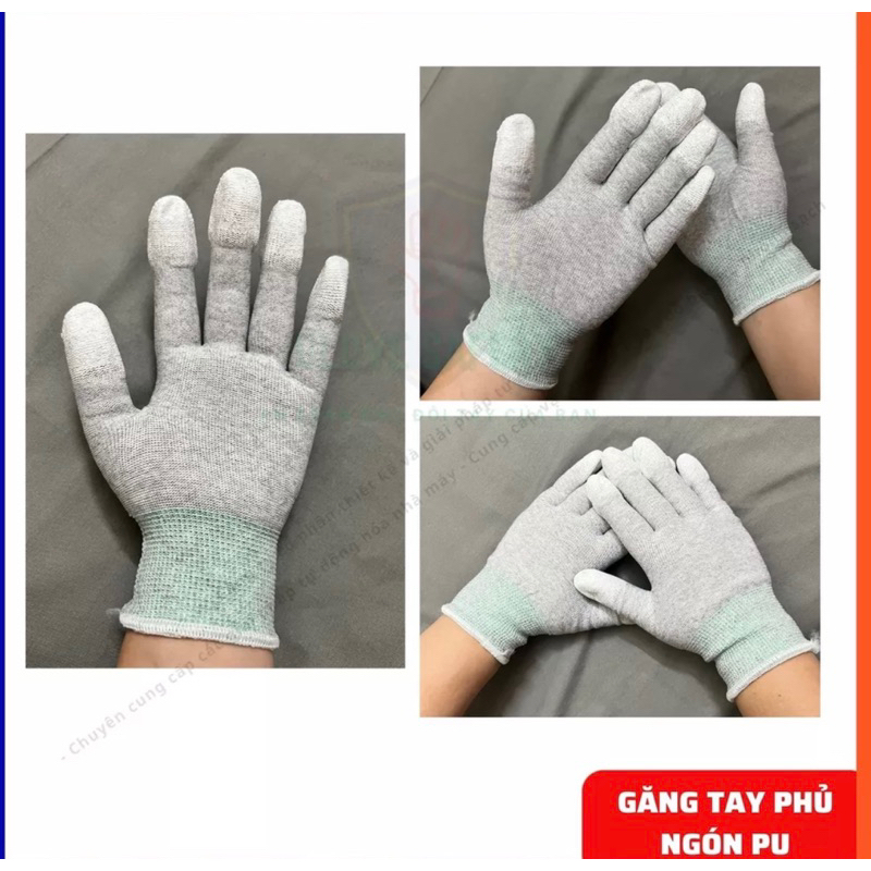 Combo 10 đôi Găng tay bảo hộ lao động phủ PU đầu ngón tay