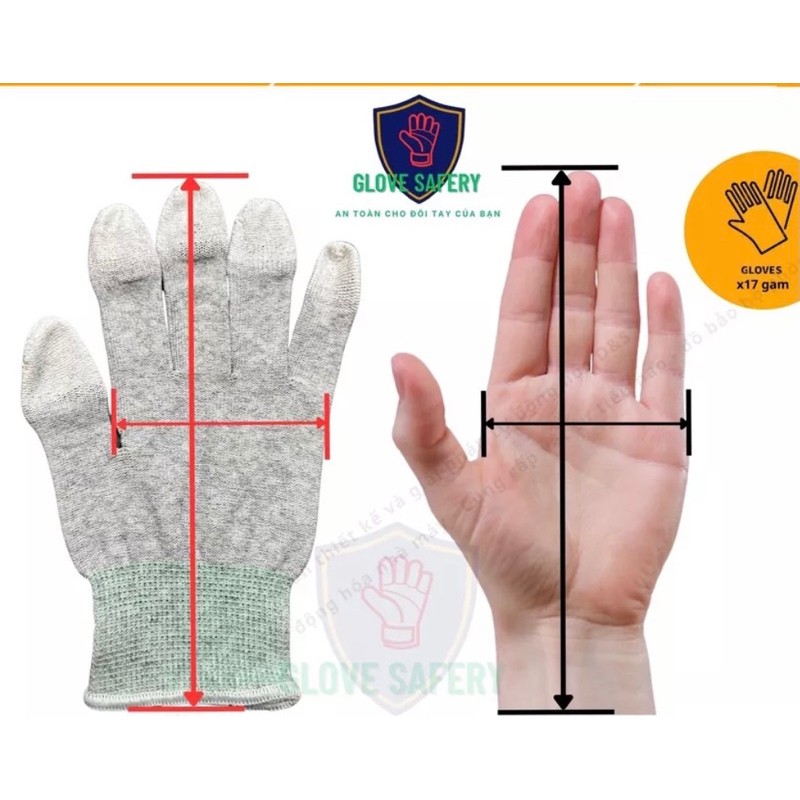 Combo 10 đôi Găng tay bảo hộ lao động phủ PU đầu ngón tay