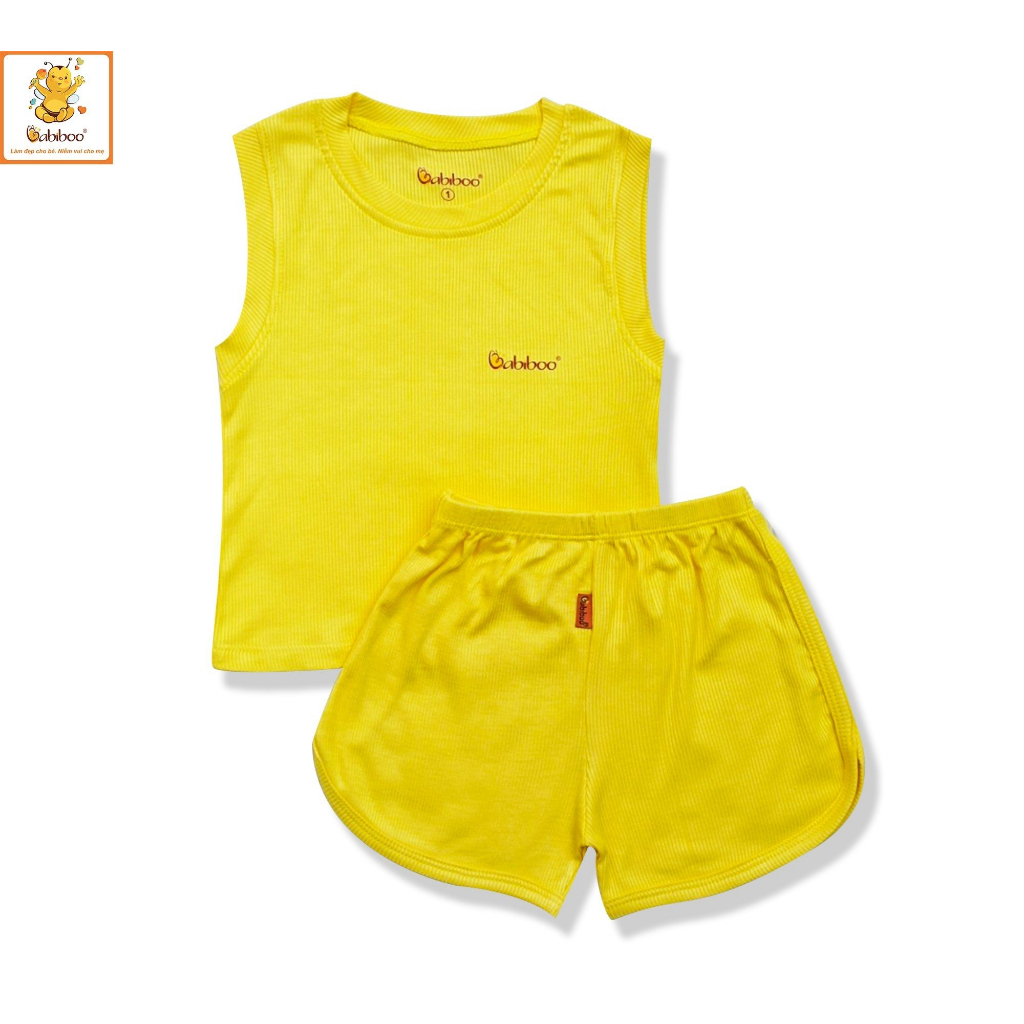 Bộ ba lỗ Babiboo vải viscose bo gân mỏng mát đủ màu cho bé trai bé gái từ 6-15kg