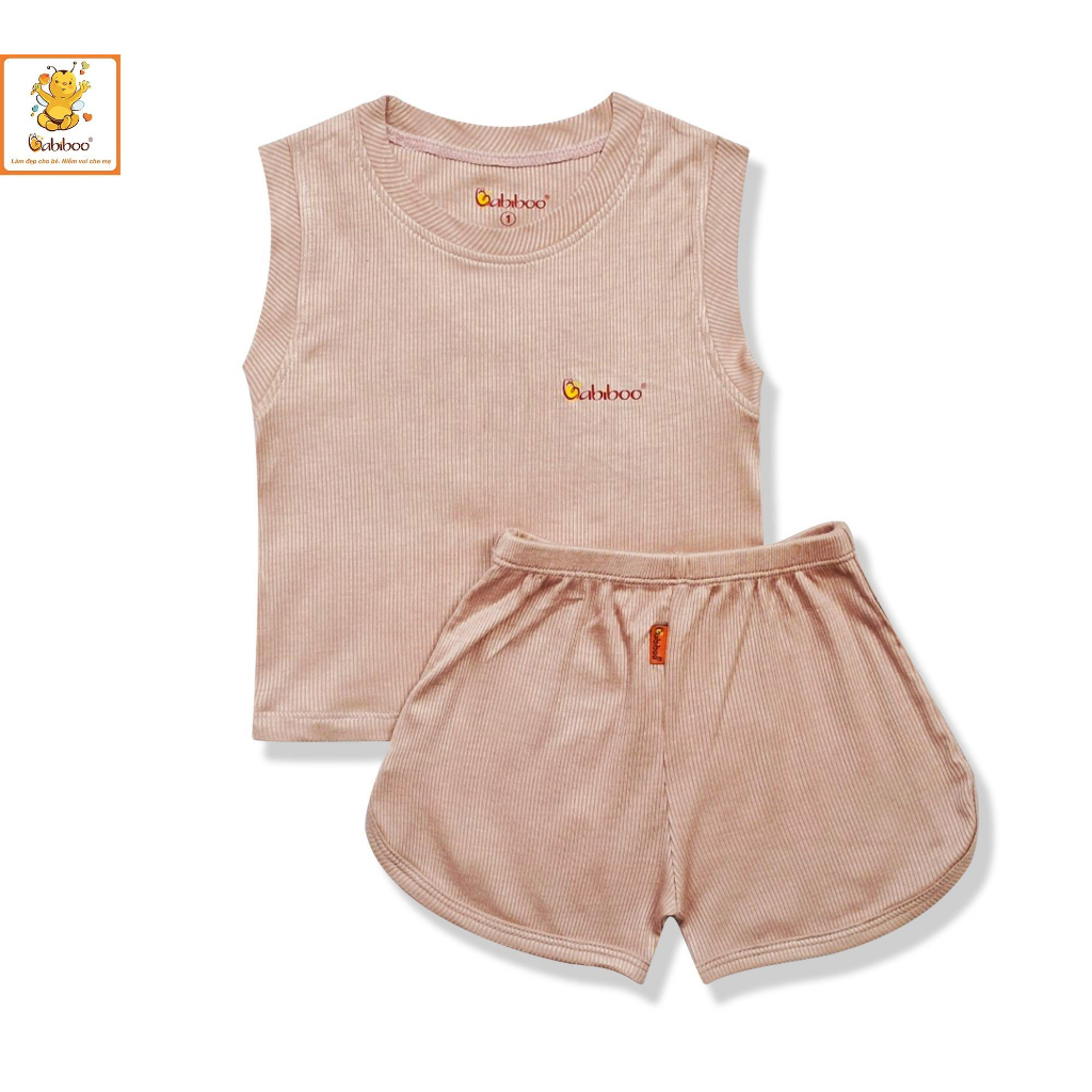 Bộ ba lỗ Babiboo vải viscose bo gân mỏng mát đủ màu cho bé trai bé gái từ 6-15kg