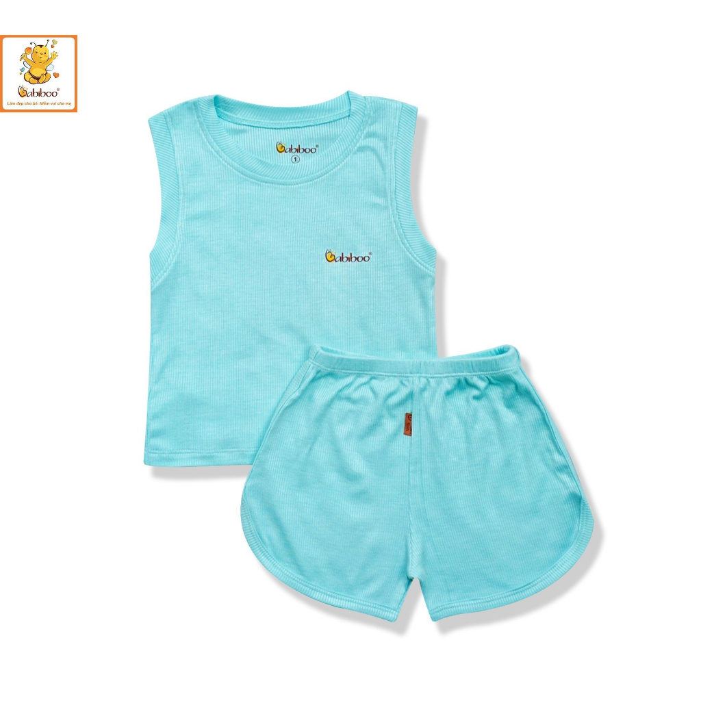 Bộ ba lỗ Babiboo vải viscose bo gân mỏng mát đủ màu cho bé trai bé gái từ 6-15kg