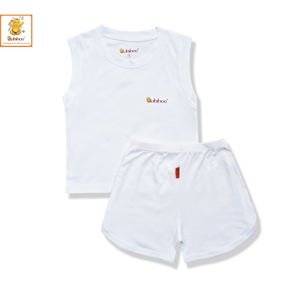 Bộ ba lỗ Babiboo vải viscose bo gân mỏng mát đủ màu cho bé trai bé gái từ 6-15kg