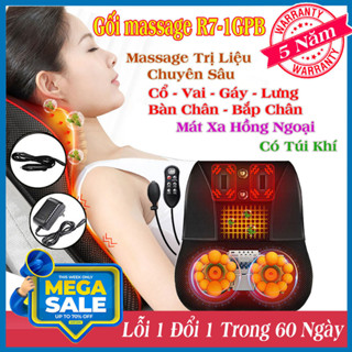 Máy mát xa cổ vai gáy R7, gối massage, matxa lưng, chân, tay với 20 bi xoay cho cảm giác chân thực như tay người