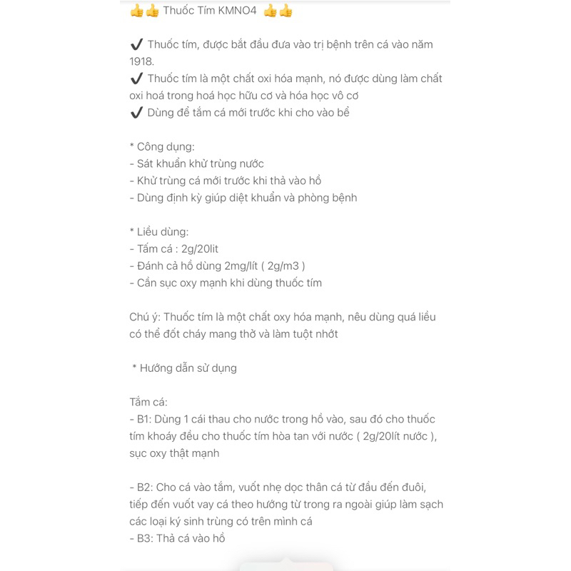 THUỐC TÍM KMnO4 gói 100gram