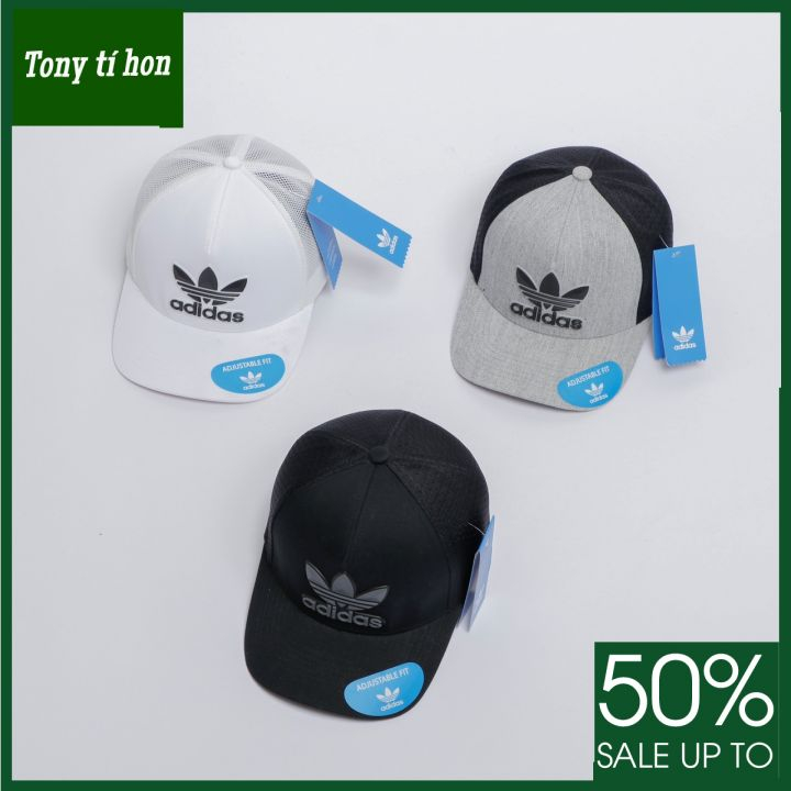 Tony tí hon_ tặng quà khi mua_Mũ nón kết lưỡi trai logo 3 lá cao su bít đuôi thời trang nam nữ cao cấp màu đen/trắng/xám