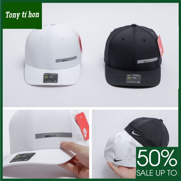 Tony tí hon_ tặng quà khi mua_Mũ nón kết lưỡi trai Miler dù đục lỗ bít đuôi thời trang nam nữ cao cấp màu đen/trắng
