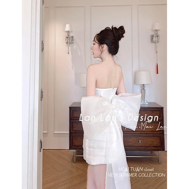 Đầm thiết cao cấp nơ sau có thể tháo rời đi tiệc đẳng cấp quý phái