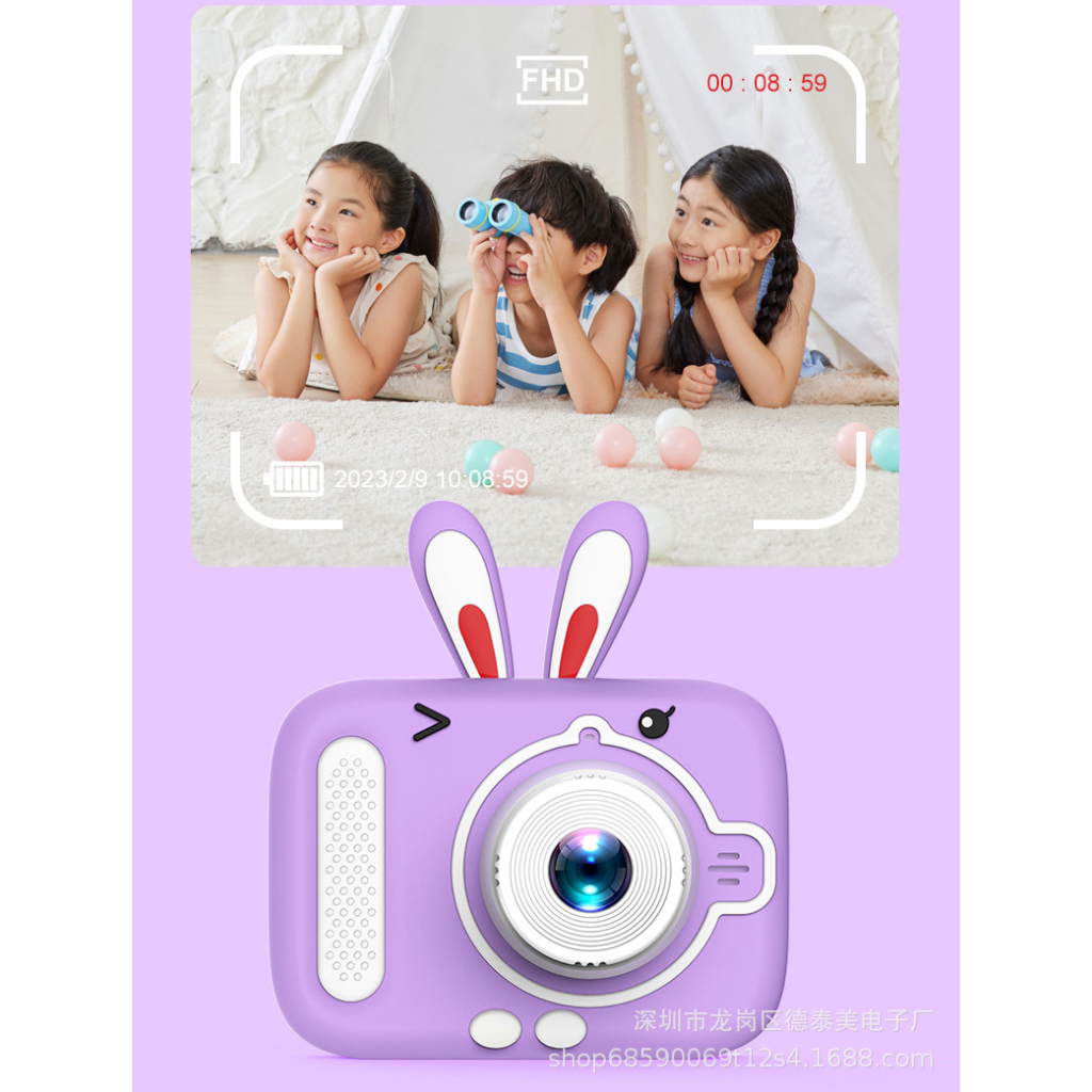Máy Ảnh Chụp Hình Quay Phim Chơi Game Đa Năng Cho Bé 901 Có Âm Thanh Vui Nhộn Hình Thỏ Dễ Thương