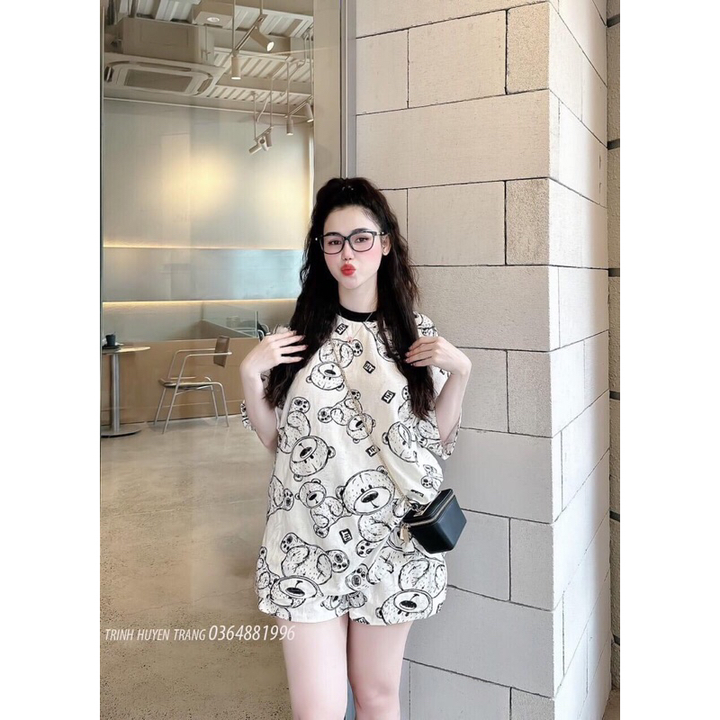 bộ bầu cottong giấy,áo xuông rộng ,quần sooc đùi