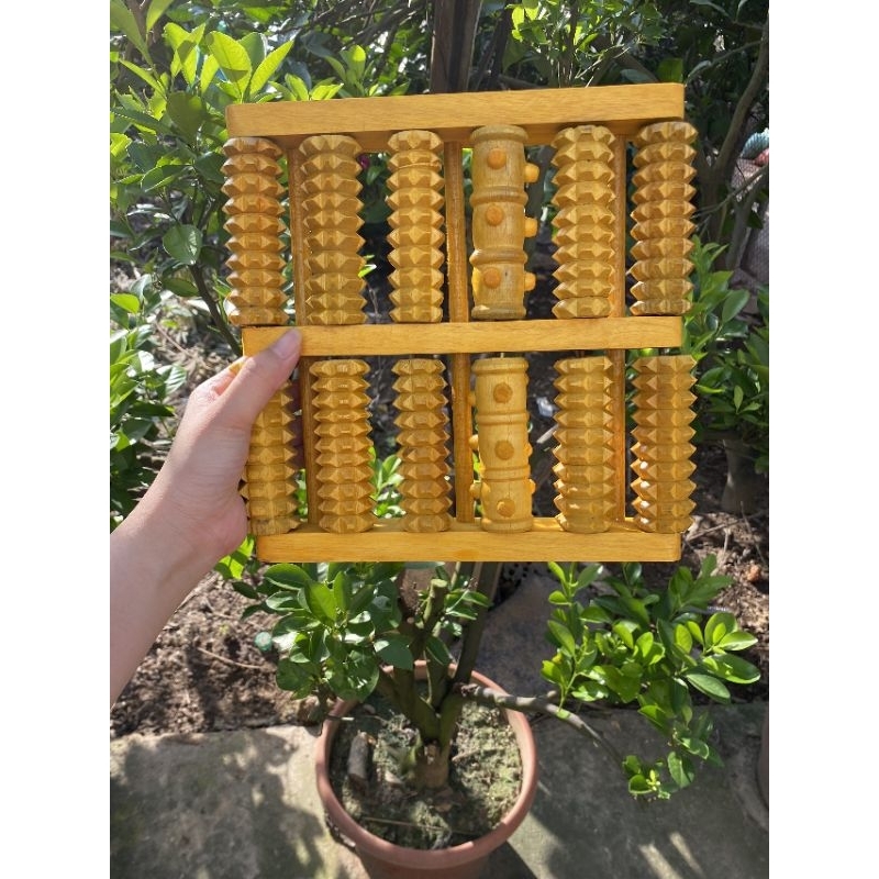 Bàn Lăn Massage Chân Tay Bằng Gỗ Tự Nhiên 1 Trục Nút 5 Trục Gai