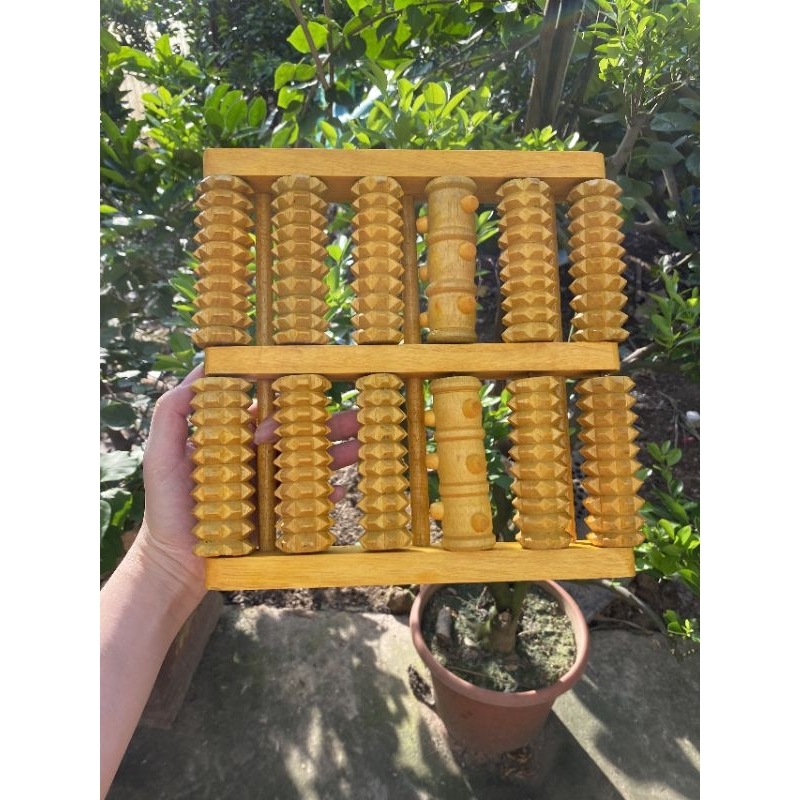 Bàn Lăn Massage Chân Tay Bằng Gỗ Tự Nhiên 1 Trục Nút 5 Trục Gai