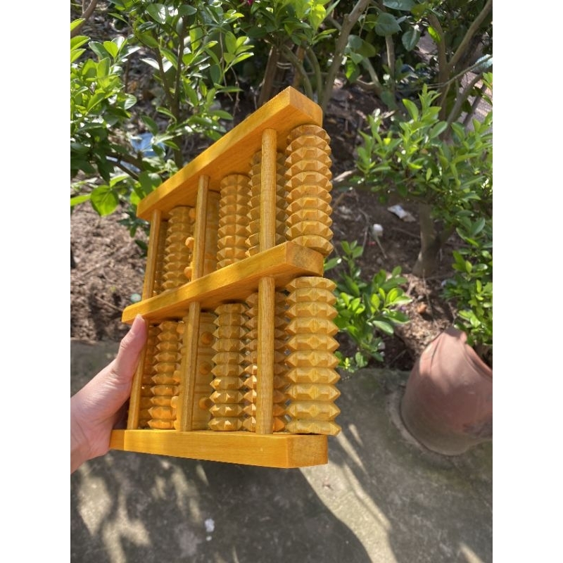 Bàn Lăn Massage Chân Tay Bằng Gỗ Tự Nhiên 1 Trục Nút 5 Trục Gai