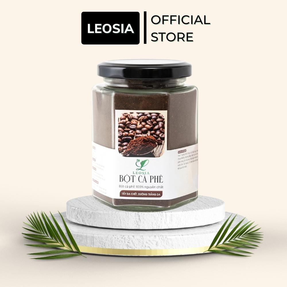 Bột Cà Phê hữu cơ Leosia nguyên chất 140g dưỡng trắng da, tẩy da chết và ngăn ngừa mụn