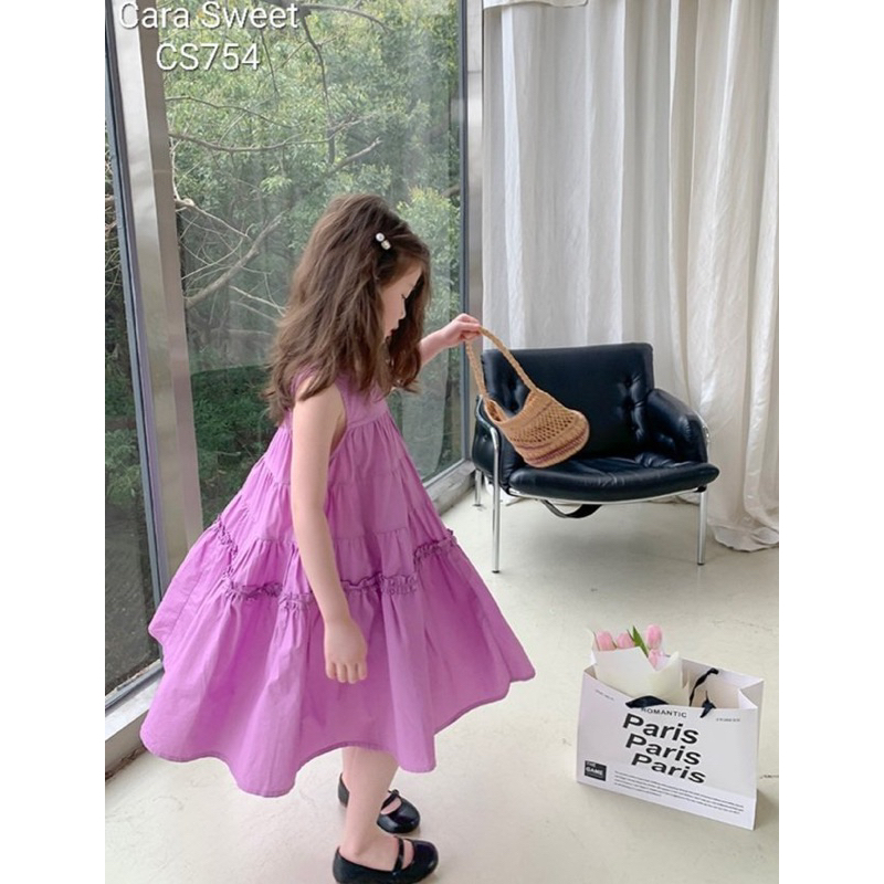 Váy tím tiểu thư bé gái 90-140