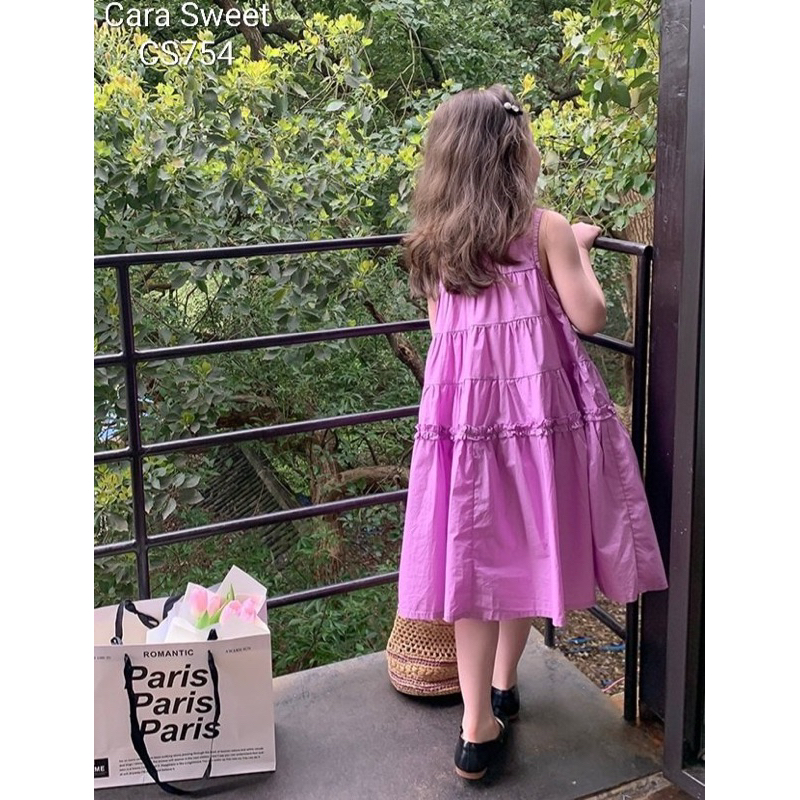 Váy tím tiểu thư bé gái 90-140