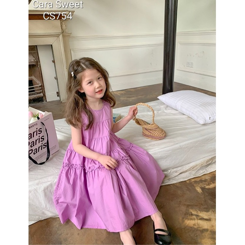 Váy tím tiểu thư bé gái 90-140