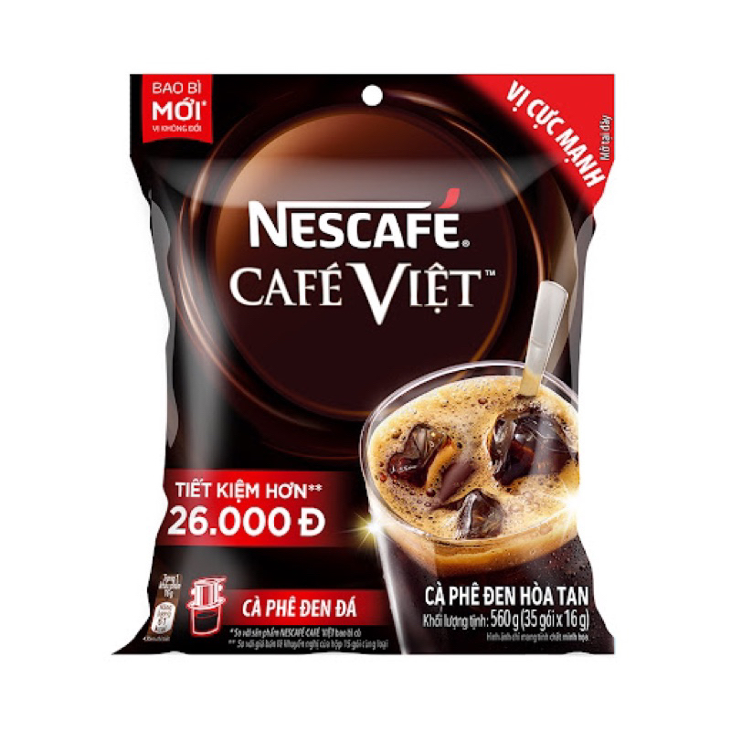 [ĐEN BỊT] Cà phê hòa tan Nescafé café Việt cà phê đen đá (Túi 35 gói x 16g)