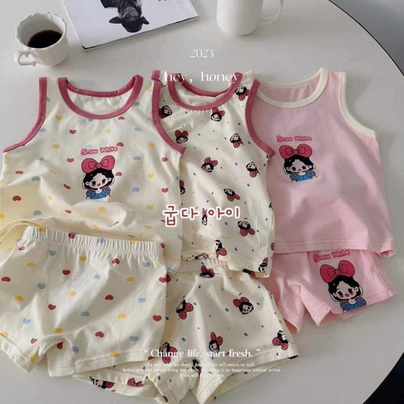 Set 3 bộ bé trai bé gái, bộ quần áo ba lỗ cotton xuất Hàn - Hàng Quảng Châu cao cấp