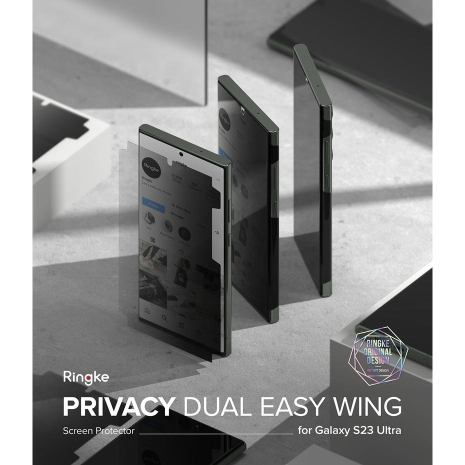 Dán chống nhìn trộm Samsung Galaxy S23 Ultra RINGKE Privacy Dual Easy Film Wing