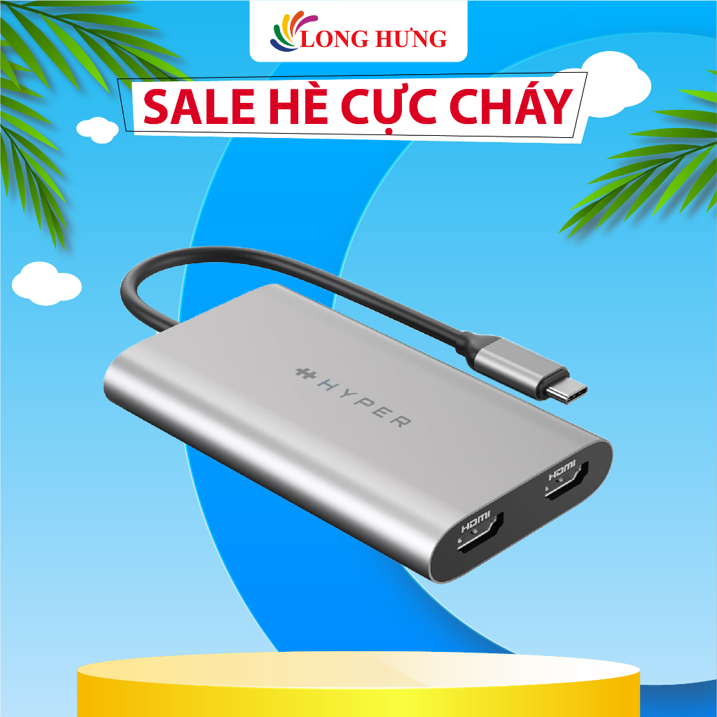 Cổng chuyển đổi HyperDrive Dual 4K HDMI Video Adapter HDM1 - Hàng chính hãng - Sạc nhanh tối đa 100W