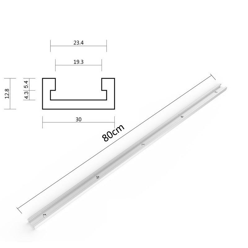 Thanh ray trượt bàn cưa 50-80-100-122cm bản rộng 3cm chất liệu nhôm đúc, chắc chắn
