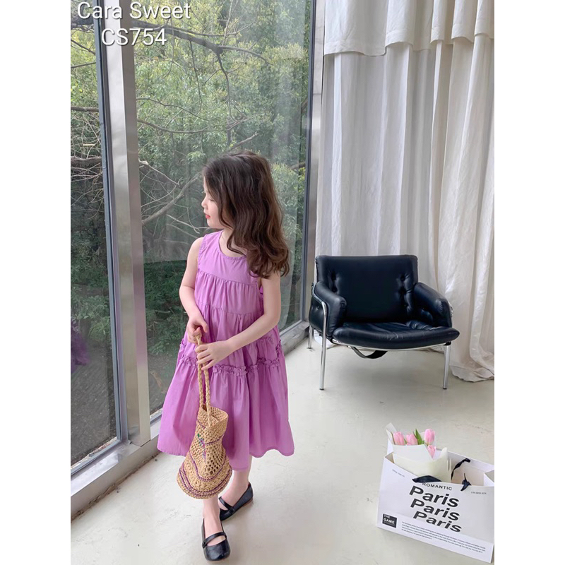 Váy tím tiểu thư bé gái 90-140