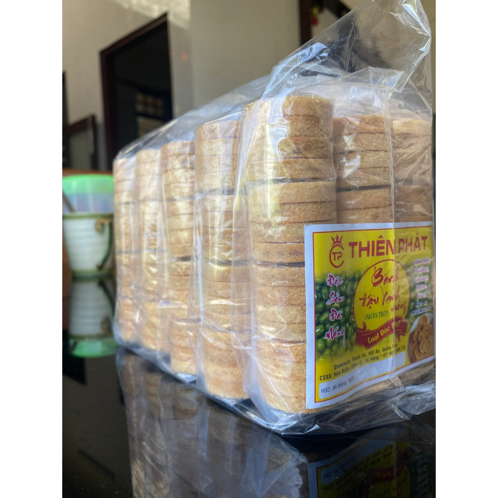 Combo 5 gói lớn bánh đậu xanh nướng nhân thịt Hội An hiệu Thiên Phát 300gam/gói