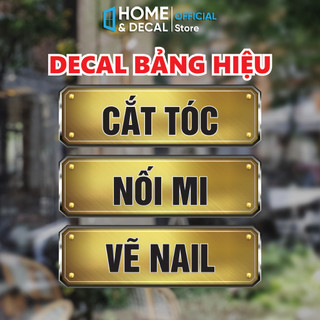 Decal trang trí cửa hàng bảng hiệu tiệm salon tóc, spa, barber, nail, nối mi - decal dán kính, tường sang trọng