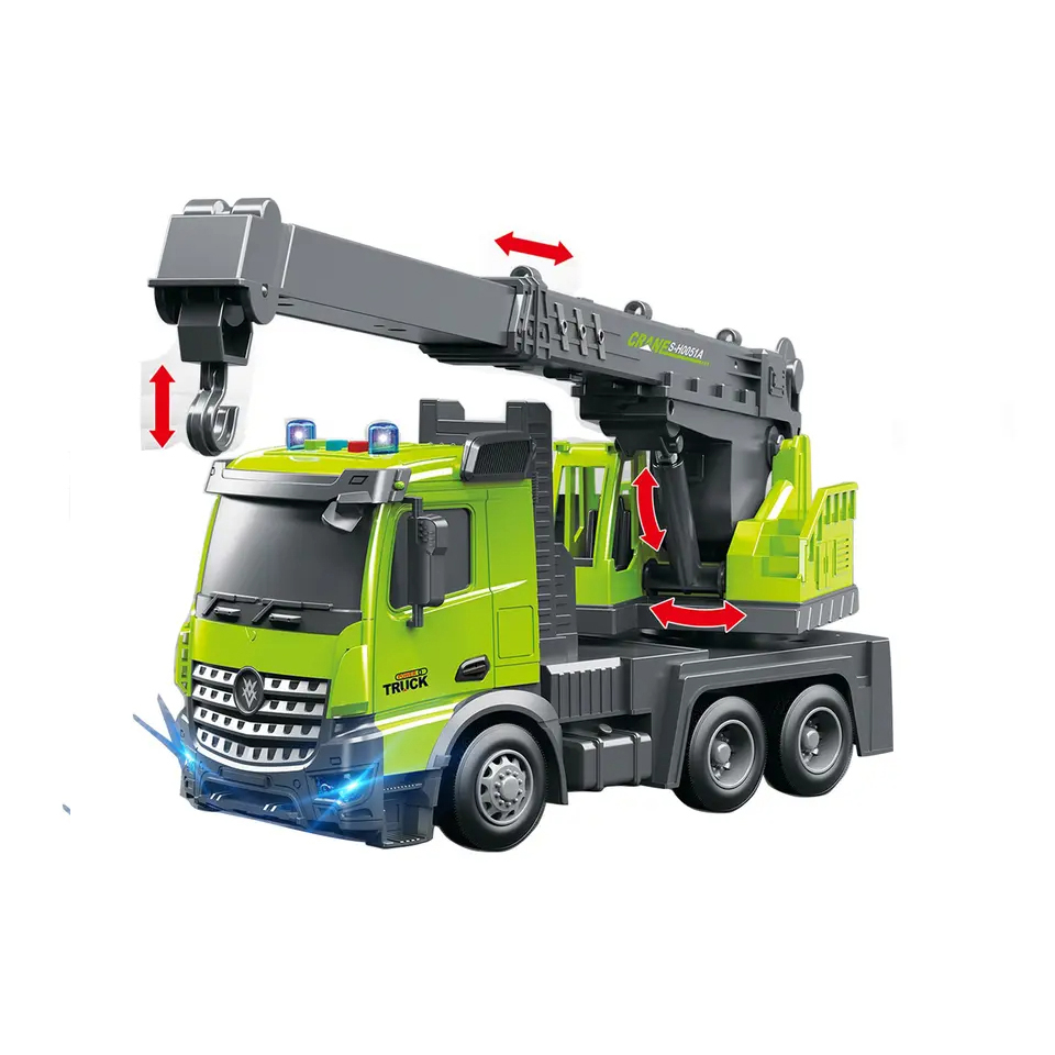 Mô Hình Xe Cần Cẩu YJ020 - Xe Trộn Bê Tông YJ021 Cỡ Lớn Có Đèn, Nhạc