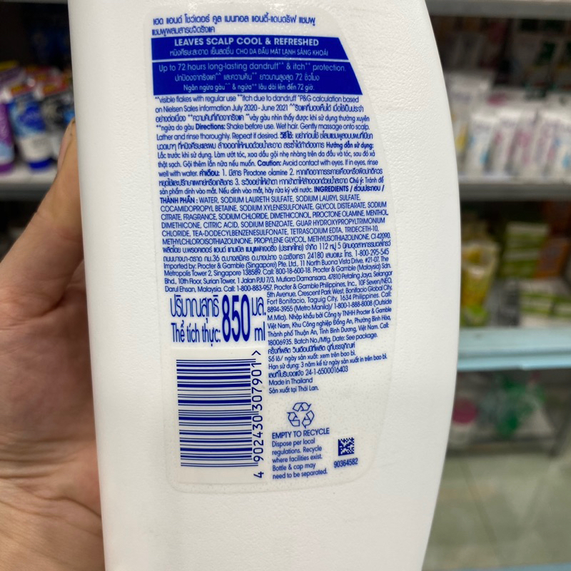 Dầu Gội Head Và Shoulders Bạc Hà Mát Lạnh 850ml