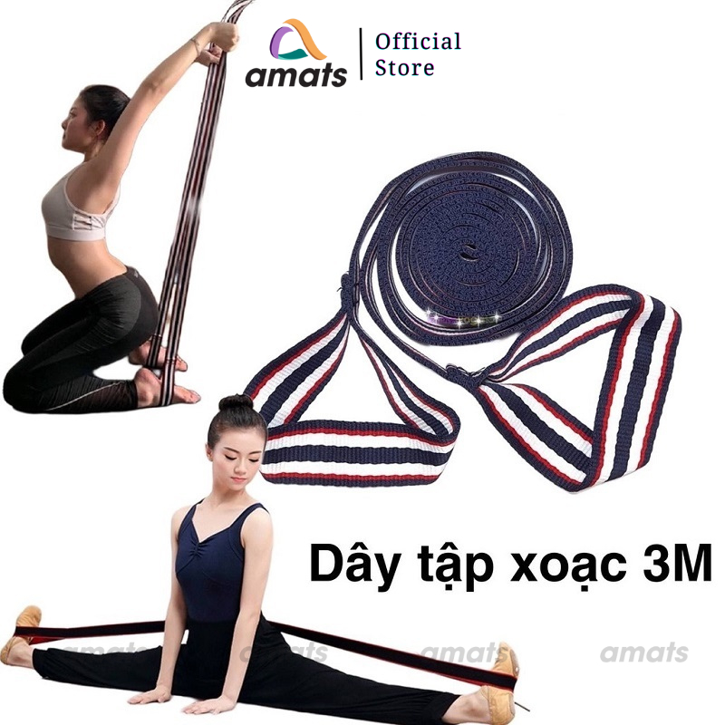 Dây Tập Yoga Dài 2,6m thổ cẩm ,2 đầu tập đa năng ,chuyên dụng xoạc ngang, hỗ trợ động tác uốn dẻo yoga