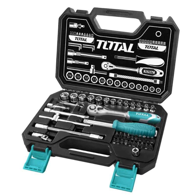 Bộ 45 chi tiết đầu túyt và cần siết 2 chiều loại 1/4 inch (kèm hộp đựng) TOTAL THT141451