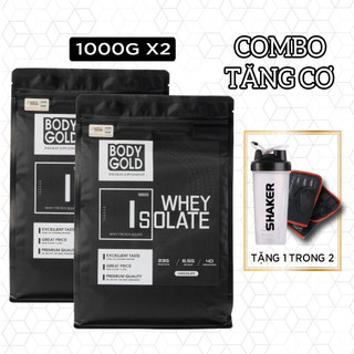 Combo 2 túi Sữa Tăng Cơ Giảm Mỡ Whey Isolate Body Gold túi 1kg + Bình lắc