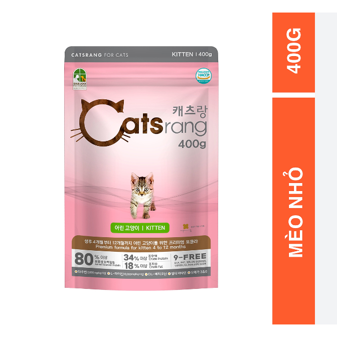 Thức ăn hạt khô cho mèo con Catsrang Kitten 400gr nhập khẩu Hàn Quốc