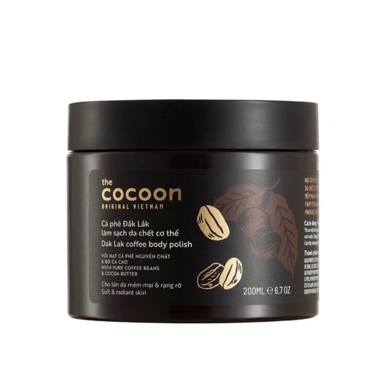 Tẩy da chết cơ thể cà phê Đắk Lắk Cocoon cho làn da mềm mại và rạng rỡ 200ml