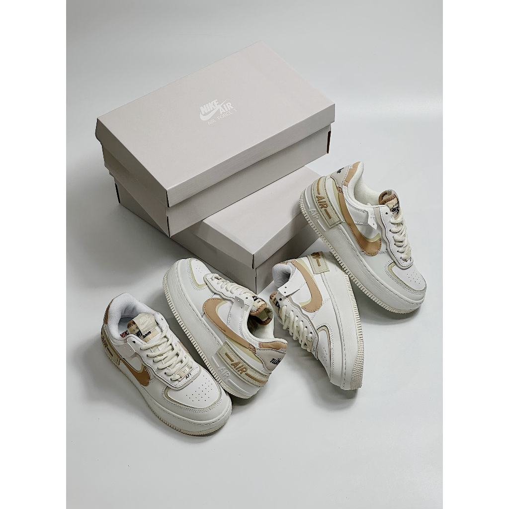GIÀY THỂ THAO AF1 SHADOW  NÂU NUDE MẪU MỚI NHẤT 2023_GIÀY SNAKER AF1 TRẮNG VẠCH NÂU SIÊU XINH