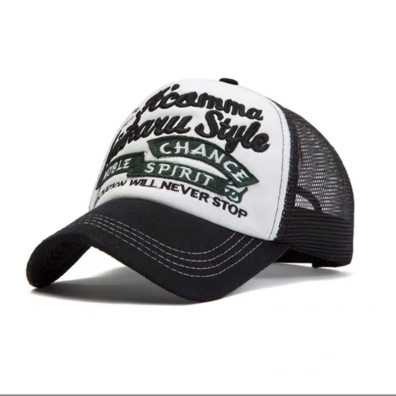 Mũ lưỡi chai trucker thêu chữ,phong cách vintage,streetwear