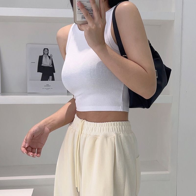 Áo croptop, Áo ba lỗ nữ sát nách YAVY vải bozip tăm hàn cotton ôm body, gân mềm mát AO002 | BigBuy360 - bigbuy360.vn