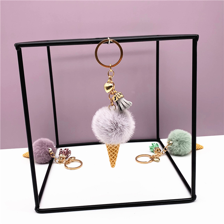 Móc Khóa Bông Hình Kem Ốc Quế Dễ Thương - Móc Khóa, Móc Balo, Túi Xách Cute