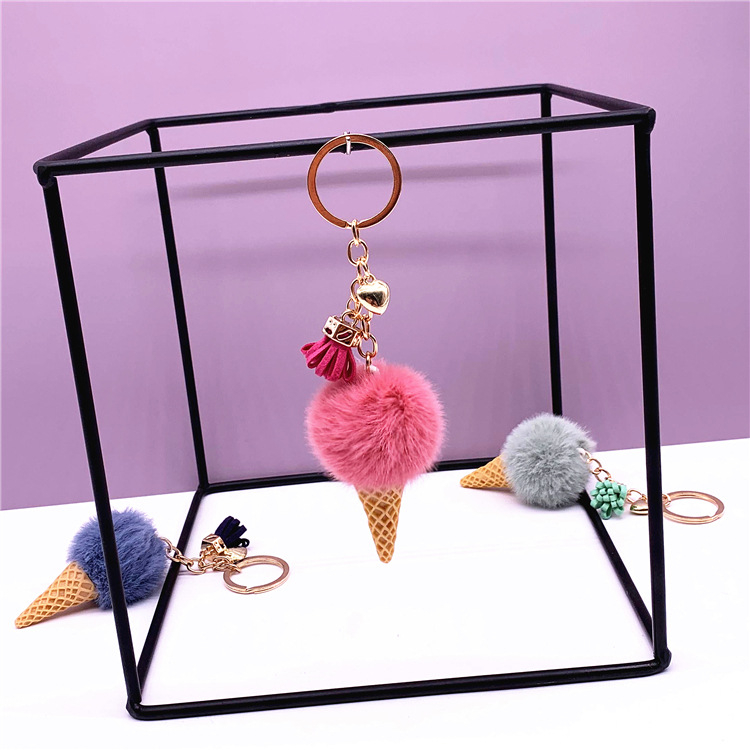 Móc Khóa Bông Hình Kem Ốc Quế Dễ Thương - Móc Khóa, Móc Balo, Túi Xách Cute