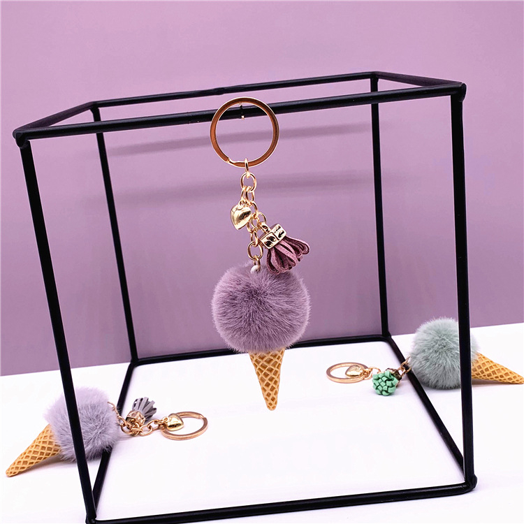 Móc Khóa Bông Hình Kem Ốc Quế Dễ Thương - Móc Khóa, Móc Balo, Túi Xách Cute