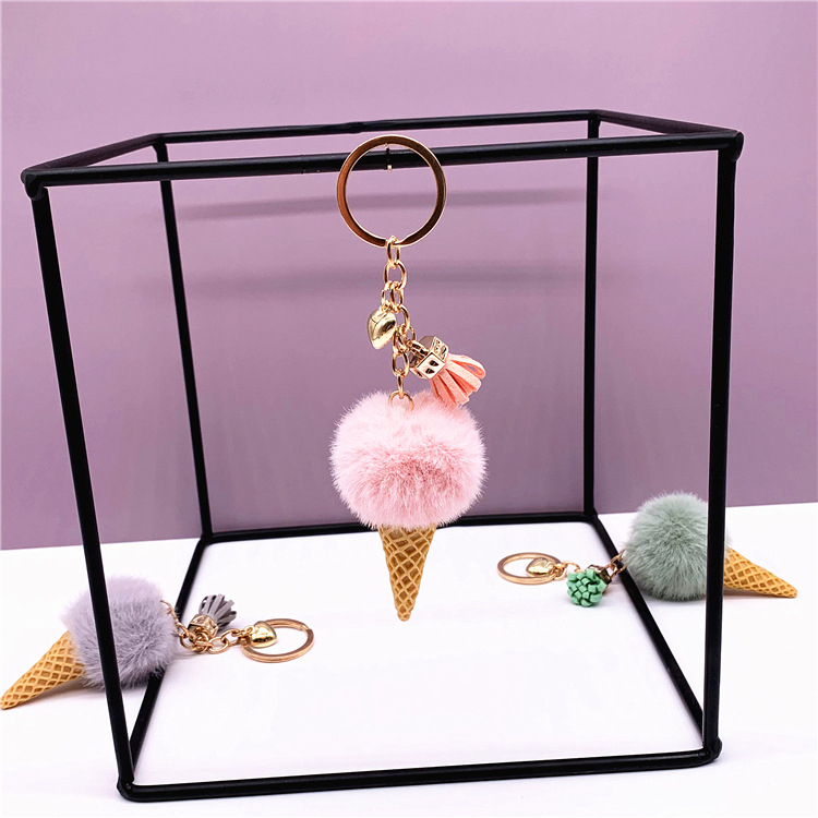Móc Khóa Bông Hình Kem Ốc Quế Dễ Thương - Móc Khóa, Móc Balo, Túi Xách Cute