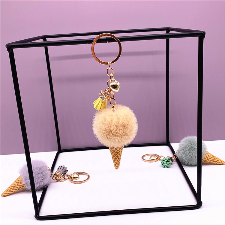 Móc Khóa Bông Hình Kem Ốc Quế Dễ Thương - Móc Khóa, Móc Balo, Túi Xách Cute