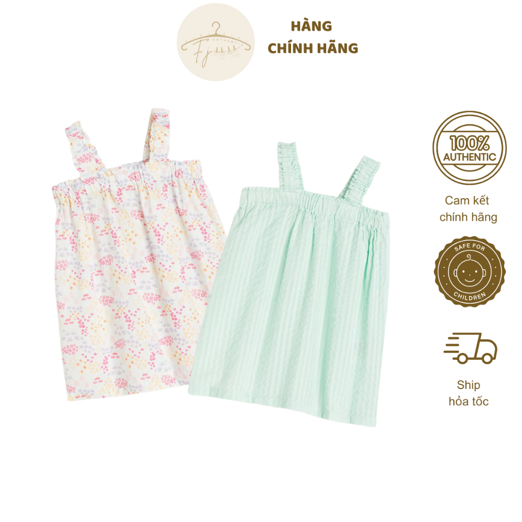 Váy 2 dây bé gái HM chất thô mềm thoáng mát cho bé 8-18kg