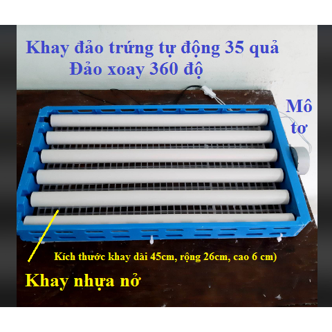 Combo máy ấp trứng gà mini đảo lăn tự động 28-35-70 trứng – Khay đảo trứng đa năng lắp thùng xốp